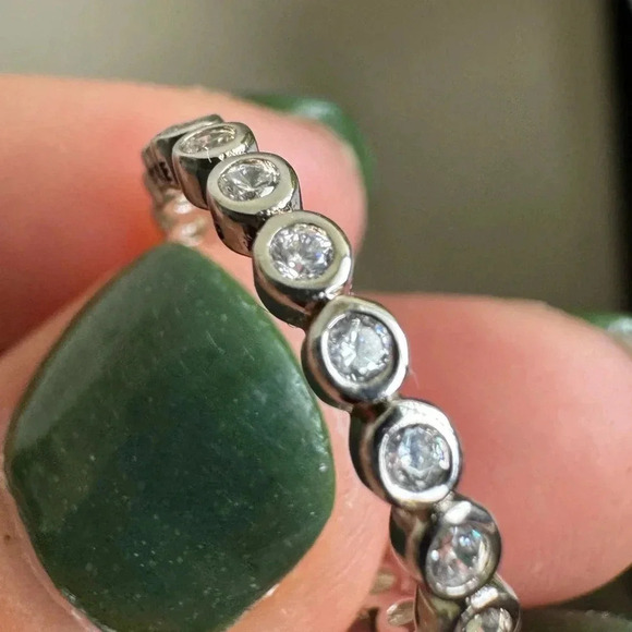 Pandora| Sterling Silver Soft Round Cut Stackable Ring - Picture 7 of 10